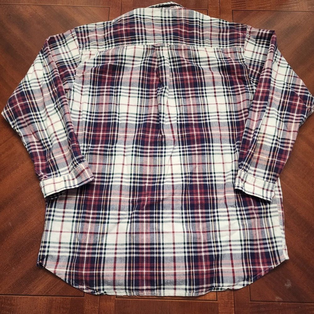 VTG 90s Knights of the Round Table Plaid Button Down Shirt Large Cotton India - Picture 9 of 11